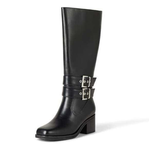 The Drop Shoes - The Drop Women's Sage Tall Biker Boot with Buckles, Black, NWT size 7.5